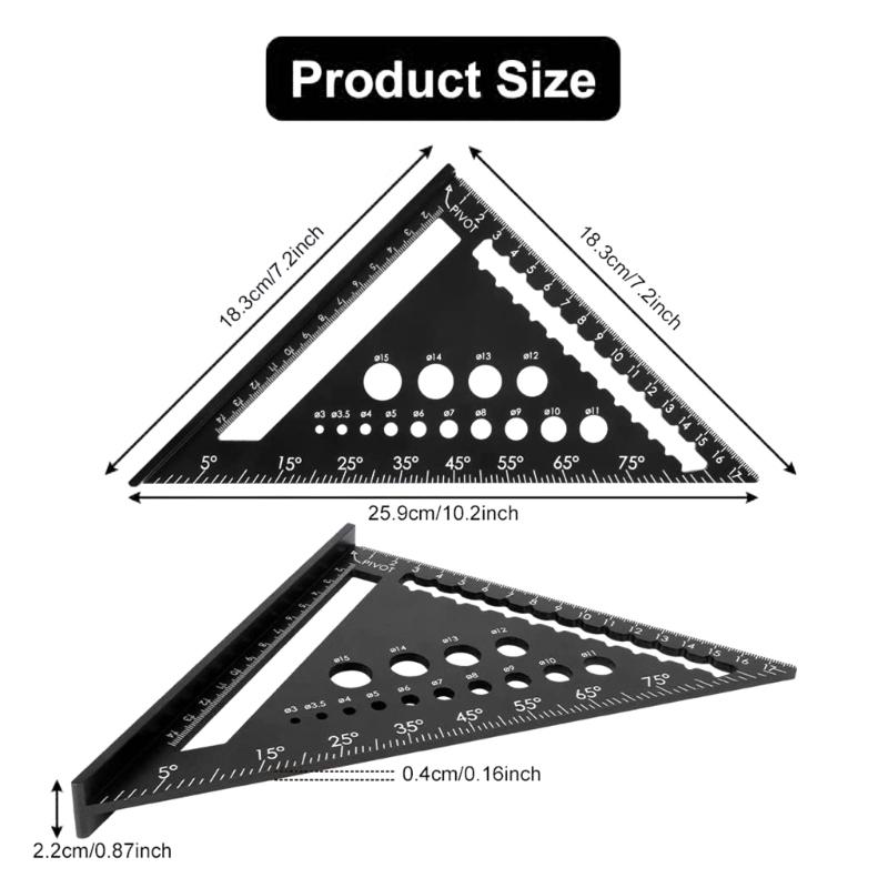 Карпентерский квадрат 170 мм, Т-образный квадрат, универсальные столярные инструменты, квадрат, транспортир, линейка, градуированный маркировочный калибр
