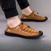 New Men's Sandals Hole Shoes Summer Cowhide Hollow Comfortable Breathable Shoes Men's Shoes