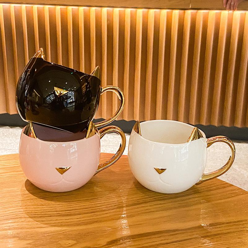 Кофейная чашка Golden Cat, чайные чашки и кружки, кружка для кофе, забавная посуда для напитков, кухня, столовая, бар, дом, сад