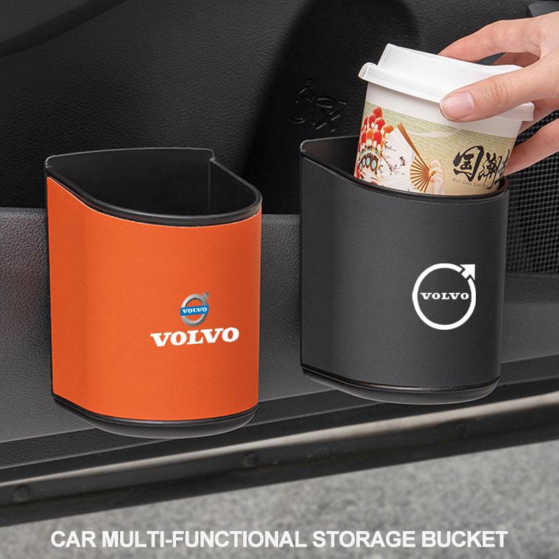 Car Door Side Storage Bin Foldable Storage Box Vehicle Leather Interior Storage Case Decorative For Volvo V60 V40 XC60 XC90 V70