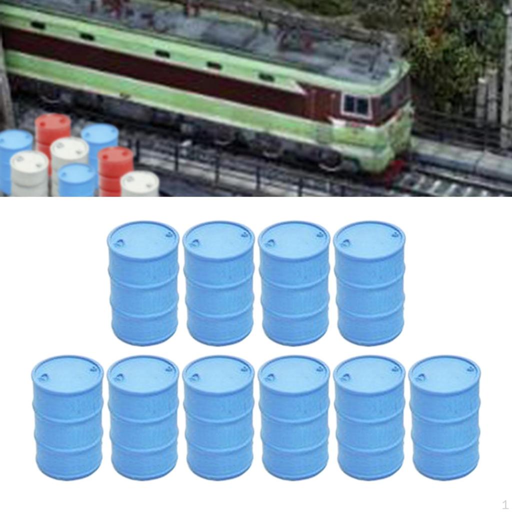 10 Pieces Oil Drums Decor Accessories 1/87 HO Scale Simulation Miniature Mini Barrel for Cargo