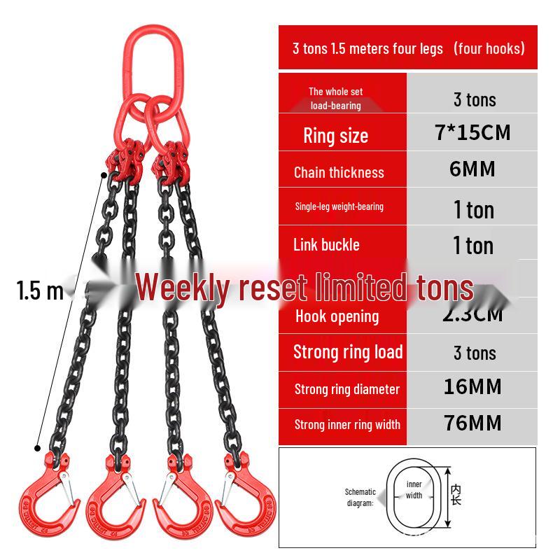 G80 Manganese Steel Lifting Chain Slings with Hooks - Single & Double Leg Set