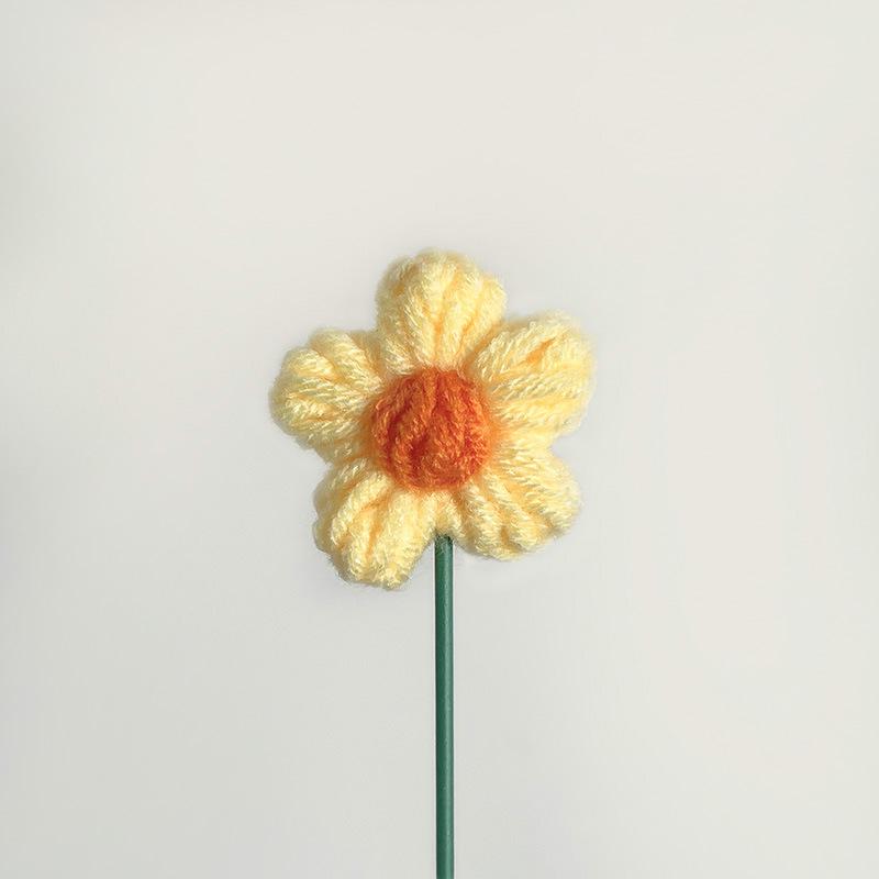 Handmade Woven Yarn Knitted Faux Flower Bouquet