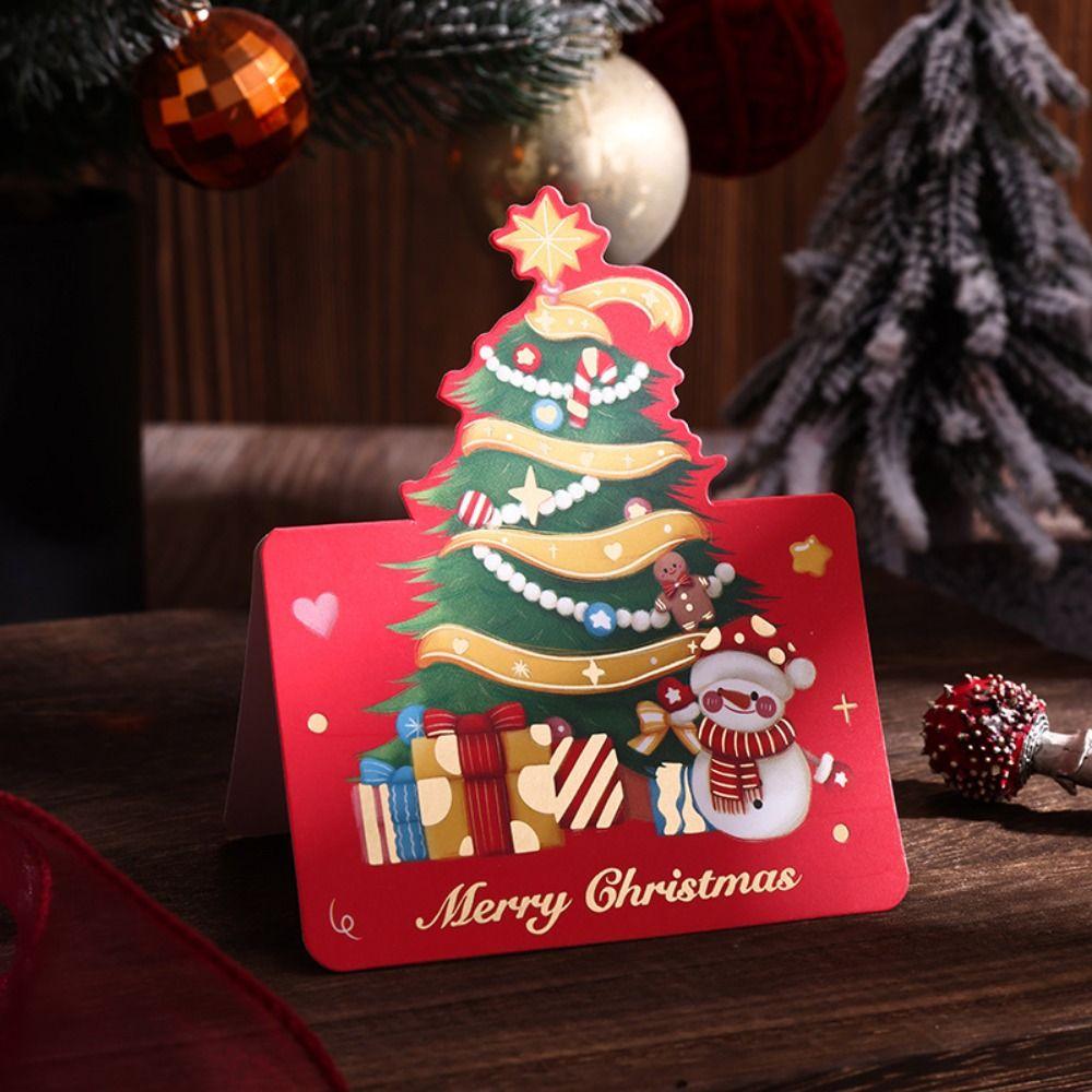 Поздравительные открытки с венком из золотой фольги, праздничные семейные открытки с Сантой, новые открытки «Счастливого Рождества» на зиму