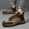 Large Genuine Leather High Top Casual Shoes Men Outdoor Travel Hiking Mountaineering Shoes Anti Slip Wear-Resistant Sneaker