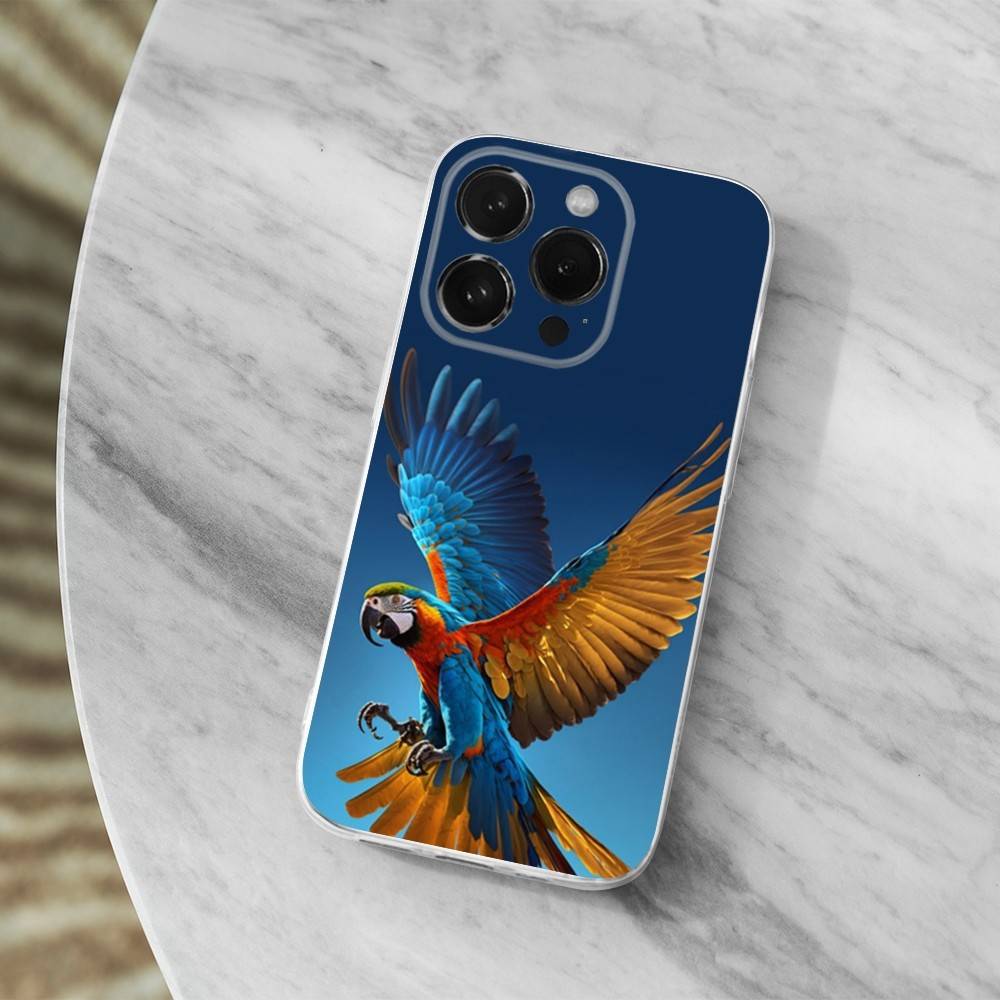 Cute Art Animal Parrot For iPhone Max,14,16,X,13,XR,SE,12,15,Pro,17,Plus,11,XS,Mini Transparent Soft Cover Case