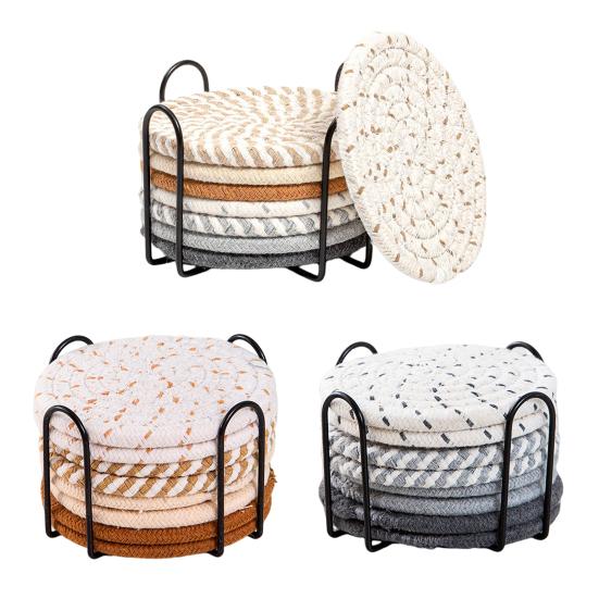 8Pcs Placemats for Hot Dishes Heat Resistant Hot Pads for Kitchen Large Coasters for Hot Pots And Pans Water Absorbent Pot Holders with Storage Rack