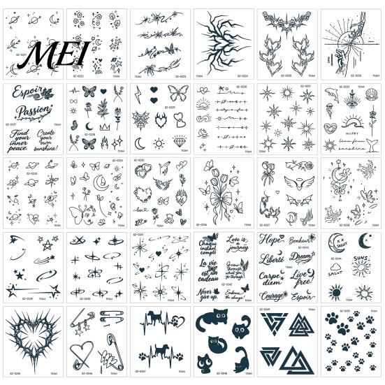 Temporary Body Art Stickers 3Pcs Waterproof Tattoo Sticker for Men Women, Face Arm Chest Shoulder Thigh Waist Decal, Long Lasting Fake Removable