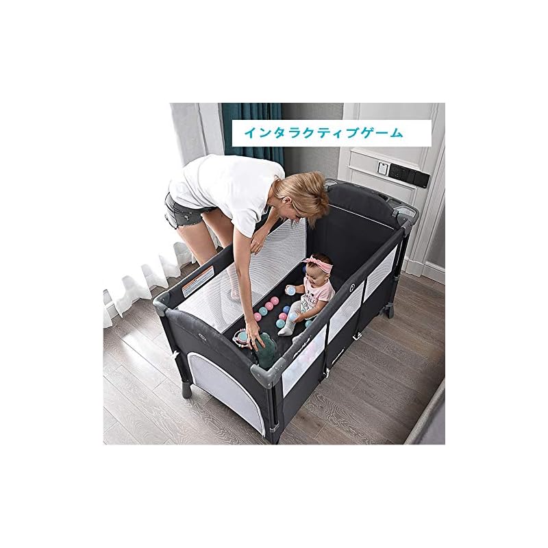 Wondc Crib Play Yard Baby Folding Playpen Compact Mini Crib Newborn Baby Bed Easy To Carry Co-sleeping Bed Cradle with Mattress With Casters, Fixing