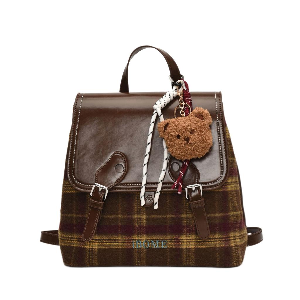 Autumn and Winter British New Backpack Women's New, Retro Versatile Small Schoolbag Fashionable Foreign Style Plaid Backpack
