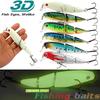 Fishing Hard Baits Minnow Lure with Treble Hook Fishing Bait Crankbait Lure for Bass Trout Luminous