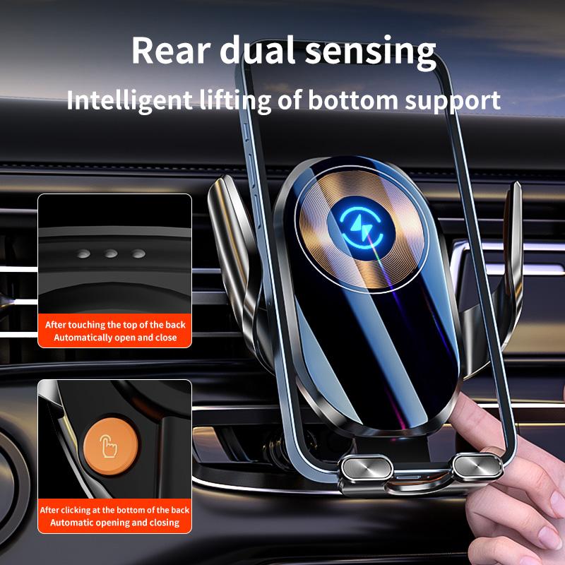 Волшебный зажим A6 трехосевая связь двойная индукция автоматическое открытие и закрытие светящийся беспроводная зарядка мобильный телефон автомобильный держатель
