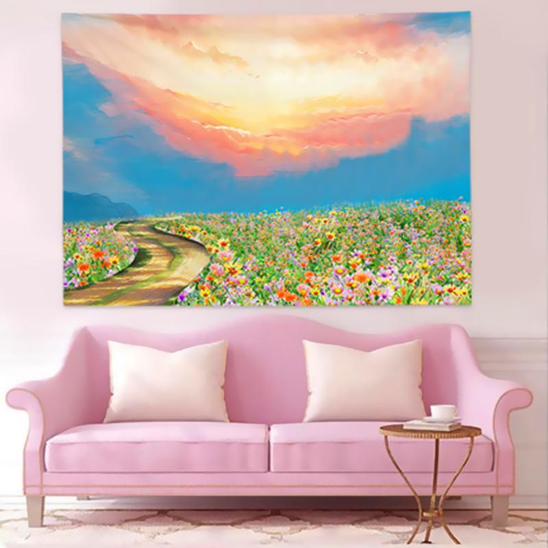 Облако Цветок Розовый Фон Гобелен Девушка Комната Украшения Стены Дома Психоделический Гостиная Красивый Гобелен
