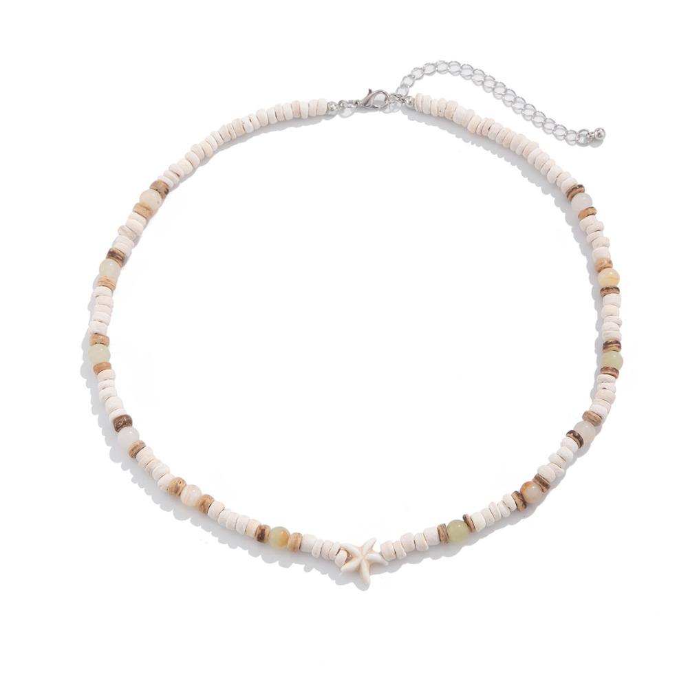 Beach Surfer Starfish Choker Wood Beads Male Clavicle Chain Coconut-husk Necklace  Street Jewelry