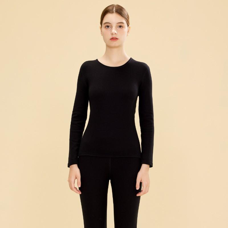 Women Men Thermal Underwear Set Wool Silk Blend Base Layer Long Sleeve Crew Neck Fall Winter