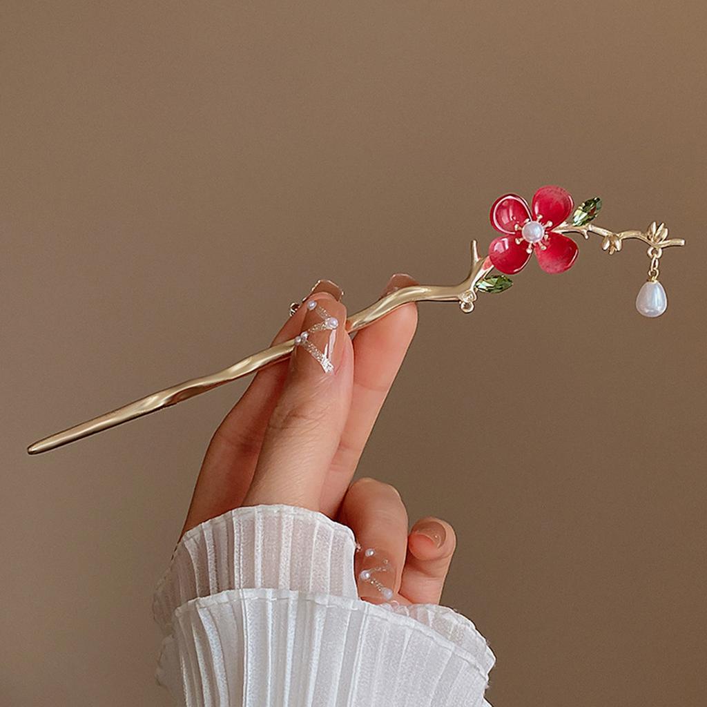 Elegant Flower Butterfly Hair Sticks Forks Ancient Chinese Chopsticks Style Hairpins Ponytail Holder Pearls Tassel Hair Jewelry