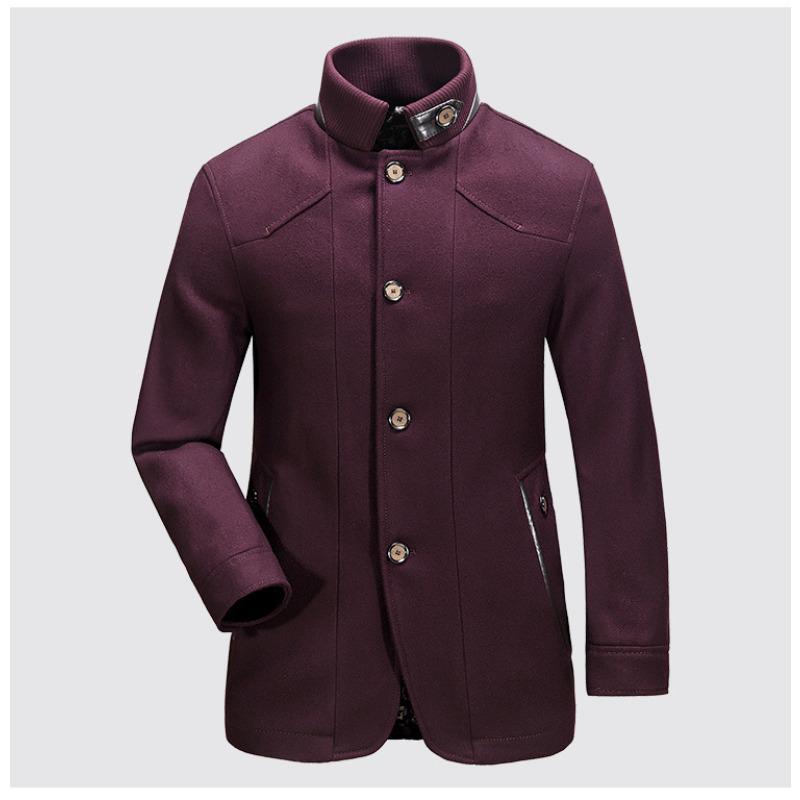 Новое осенне-зимнее шерстяное пальто мужское деловое повседневное большого размера свободное с воротником-стойкой средней и длинной длины
