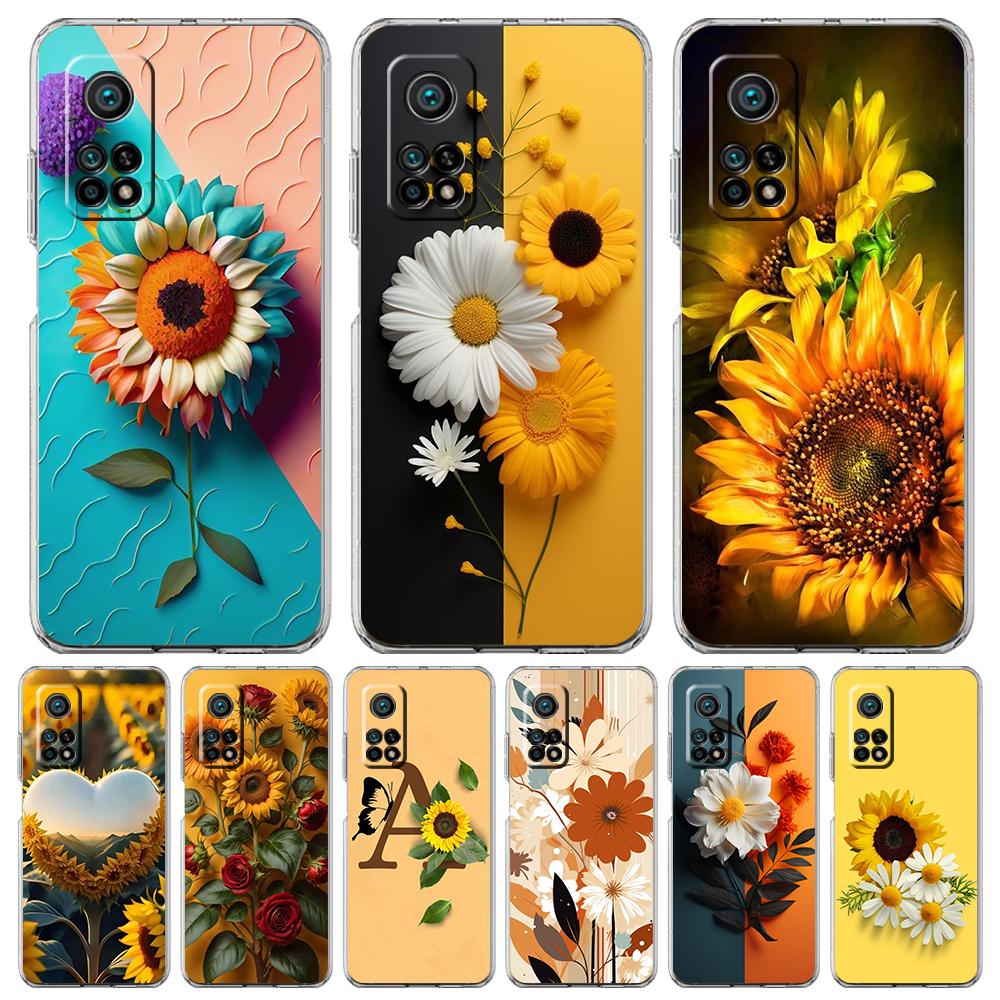 Чехол для телефона подсолнух для Xiaomi Mi Poco F3 X3 X4 GT NFC M3 M4 11 Ultra 12 11X 11i Pro Lite 5G Мягкий прозрачный чехол Чехлы Сумки