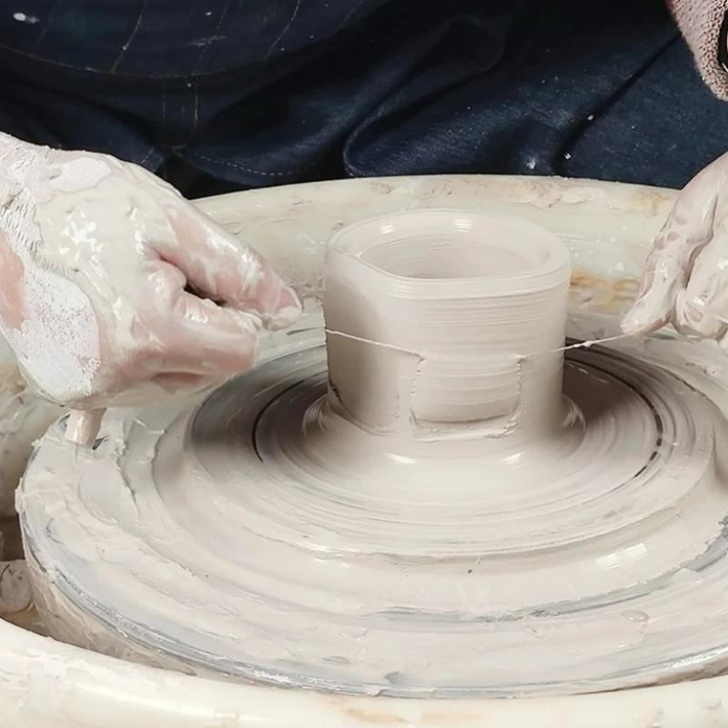 Clay Wire Cutter Sharp Clay Cutter with 2 Soft Rubber Handle Comfortable Clay Cutting Tools Multifunctional Pottery Wheel Tools