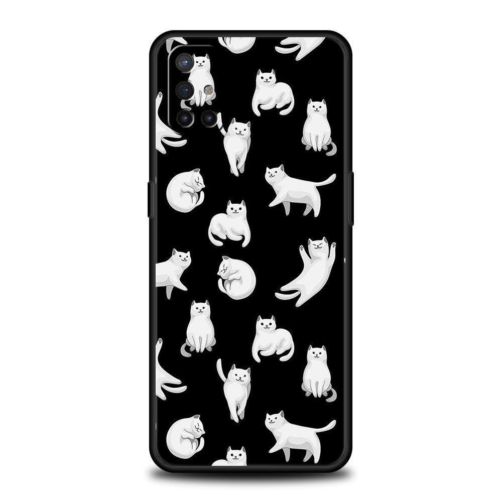 Фон с рисунком котов для OnePlus 10 Pro 9 8T 8 Nord N10 7 7T 9R, чехол для телефона 1 + Nord 2T CE 2 N100 N200 Z 5G, черный чехол