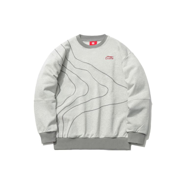 Li Ning Sports Art Повседневный свободный пуловер, толстовка мужская, серый AWDR165-4