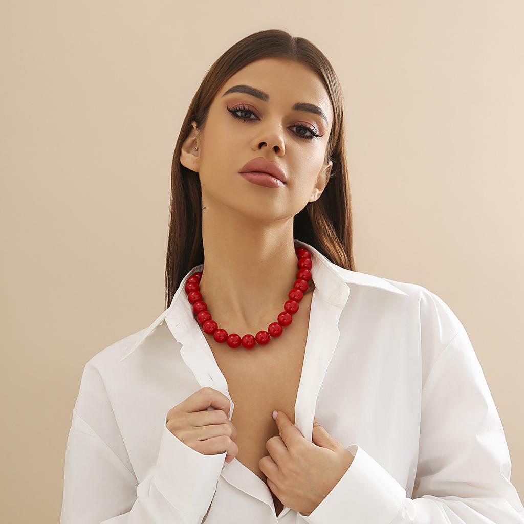 Преувеличенное красочное акриловое ожерелье из бусин женская мода геометрическое ожерелье из круглых бусин цепочка для ключицы