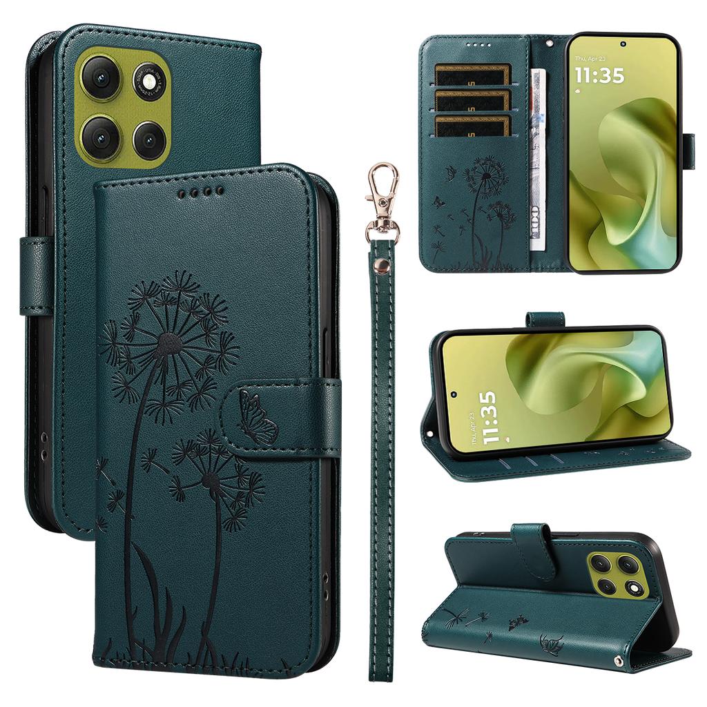 For Motorola Moto G86 5G/G86 Power 5G Leather Wallet Case with Strap Dandelion Imprint Phone Stand Cover