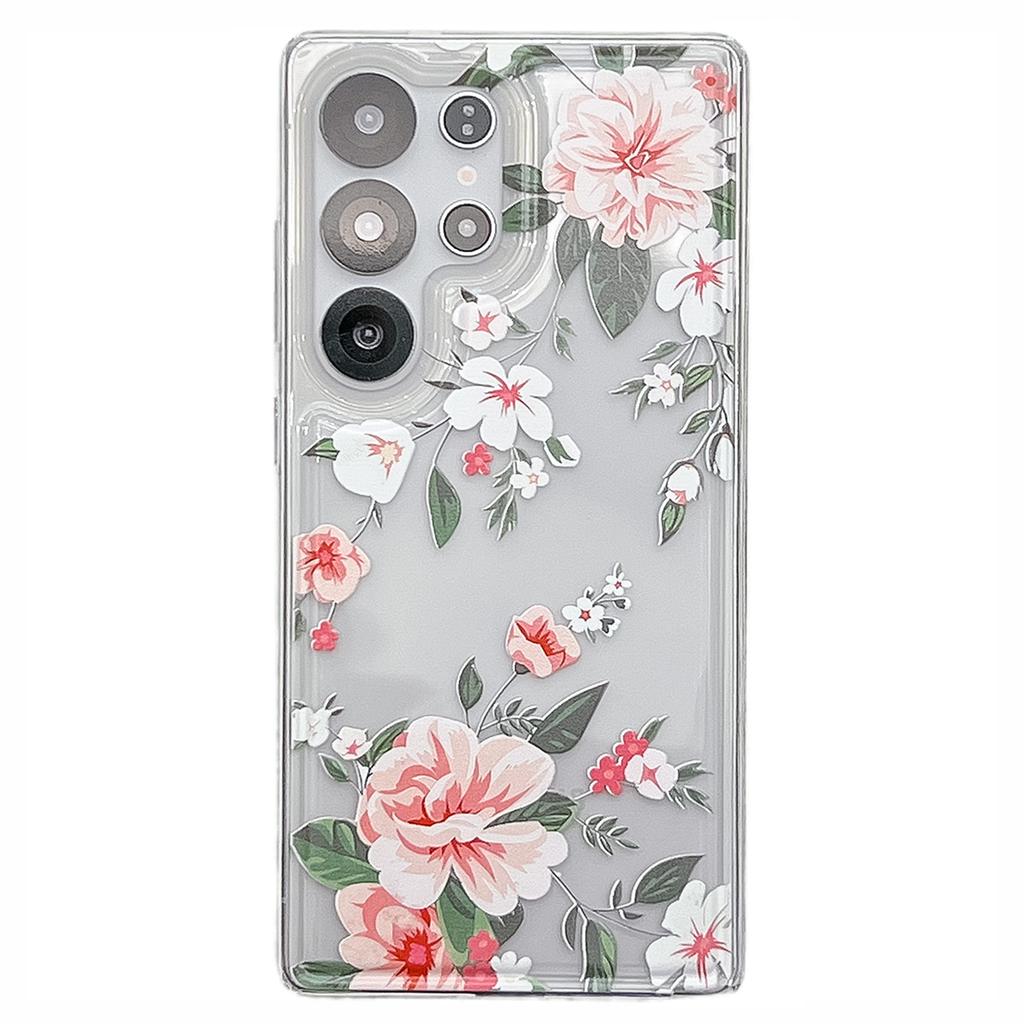 For Samsung Galaxy S25 Ultra Case Full Coverage Floral Pattern Printing Air Cushion Anti Drop TPU Phone Cover