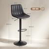 Set of 2 Bar Stools in Retro Design, incl. Footrest, Height-Adjustable, Gas Lift, Black