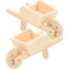 Miniature Wheelbarrow Wooden Garden Trolley Dollhouse Accessories Mini Sand Trolley Furniture Garden Micro Landscape Decorative Ornaments Set of 2