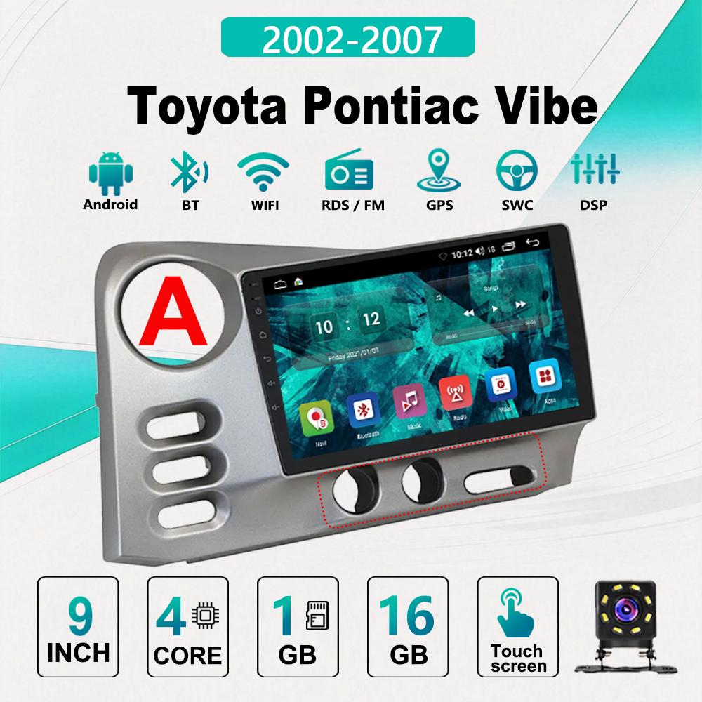 2Din Android Car-Play Car Radio,Toyota Pontiac Vibe 2002-2007,Multimedia Player Head Unit Stereo GPS Navigation BT WIFI,1+16GB