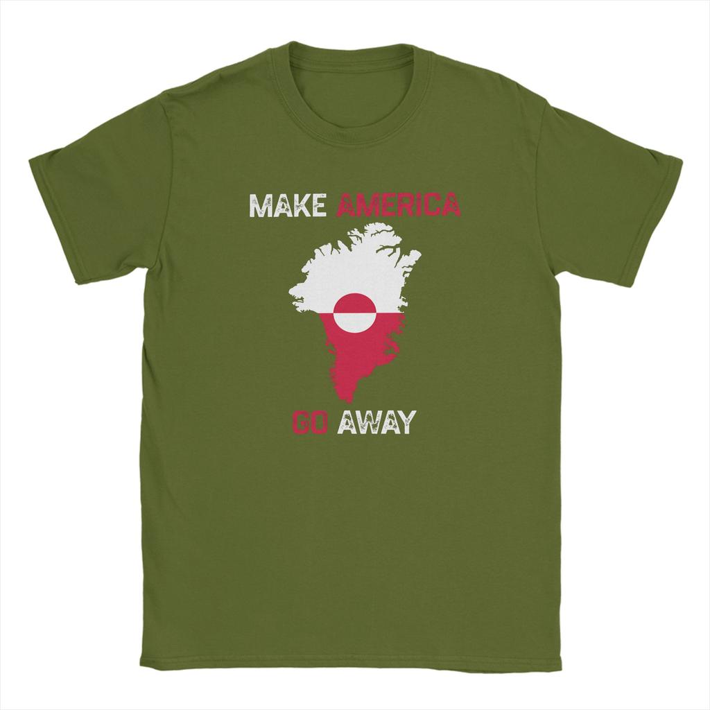 Streetwear TShirt Make America Go Away I Stand With Greenland T Shirts Pure Cotton Tee Shirt for Unisex Y2K Short Sleeve Clothing