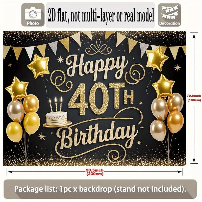 1 piece, 2Dflat, a luxurious 40th birthday celebration banner made of polyester, suitable for home, room and wall decoration, ws