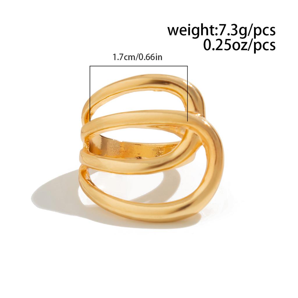 Fashion Irregular Circle Metal Ring Ins Personality Senior Sense Zinc Alloy Snake Hand Ring Ring Daily Commuting Glossy Light Luxury Women's Ring