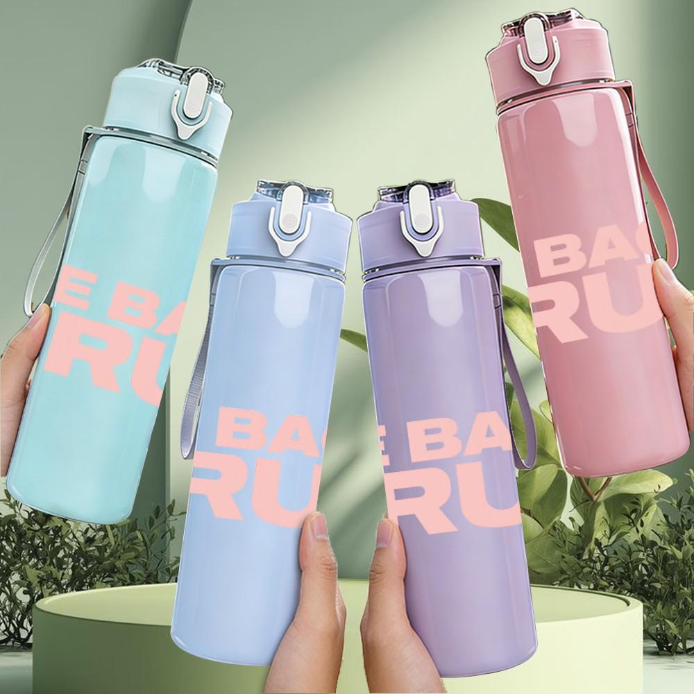 1PC We Back Bruh Letter Design 750ml Color Plastic Sports Water Bottle Leakproof Flip Straw Lid Suitable for Sports Office Home Use