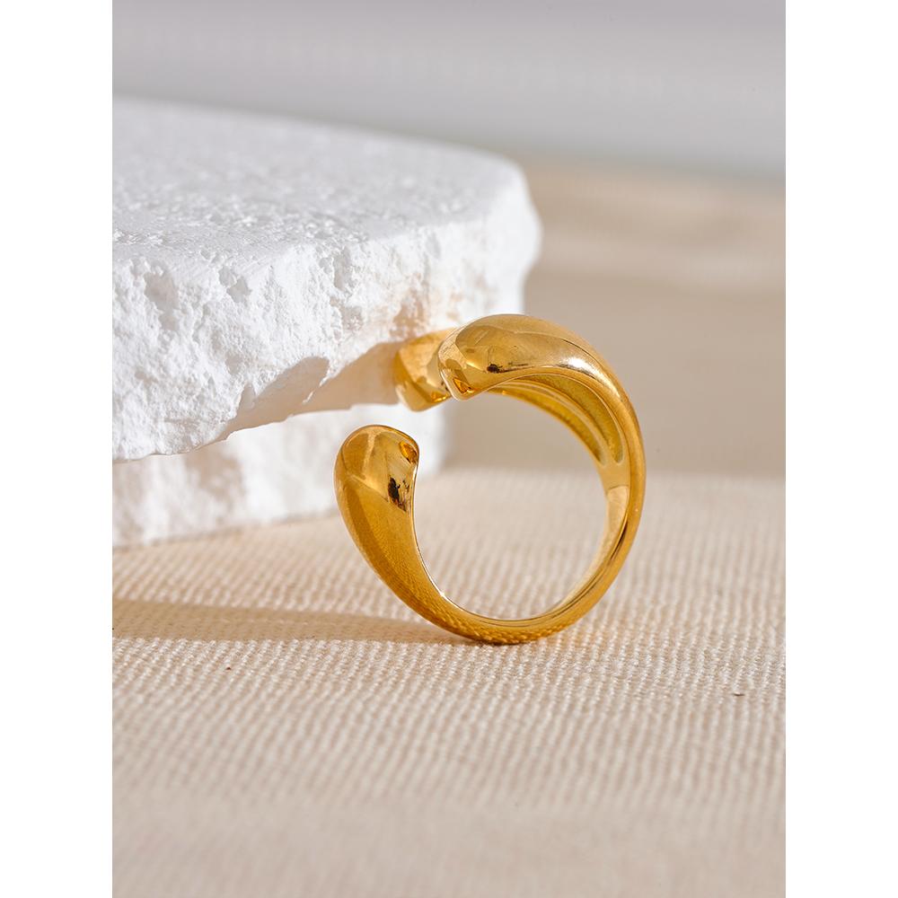 Yhpup Distinctive Unique Metal Geometric Golden Ring Chic Stainless Steel Charm Stylish High Quality Jewelry Bijoux New