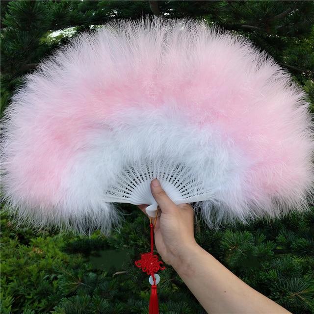 Складной веер с перьями Лолиты, японская милая фея, темно-готический придворный танец, ручной веер, художественный ремесленный подарок, украшение для свадебной вечеринки