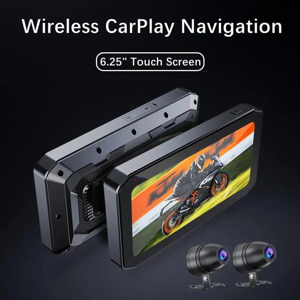 6.25" Motorcycle CarPlay Motorcycle Navigation Screen Dual Bluetooth Wireless CarPlay Android Auto IP65 Waterproof 1200nit