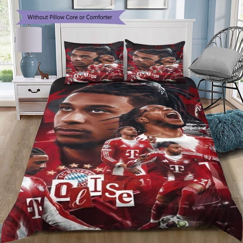 Bayern Munich Olise Football Star 3Pcs Bedding Set, Duvet Cover & 2 Pillowcases, Soccer Fan Bed Linens, No Comforter No Pillow Core