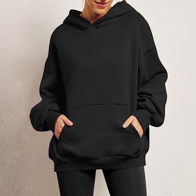 Женская весенне-осенняя толстовка с капюшоном, повседневная женская однотонная толстовка с карманом, топ