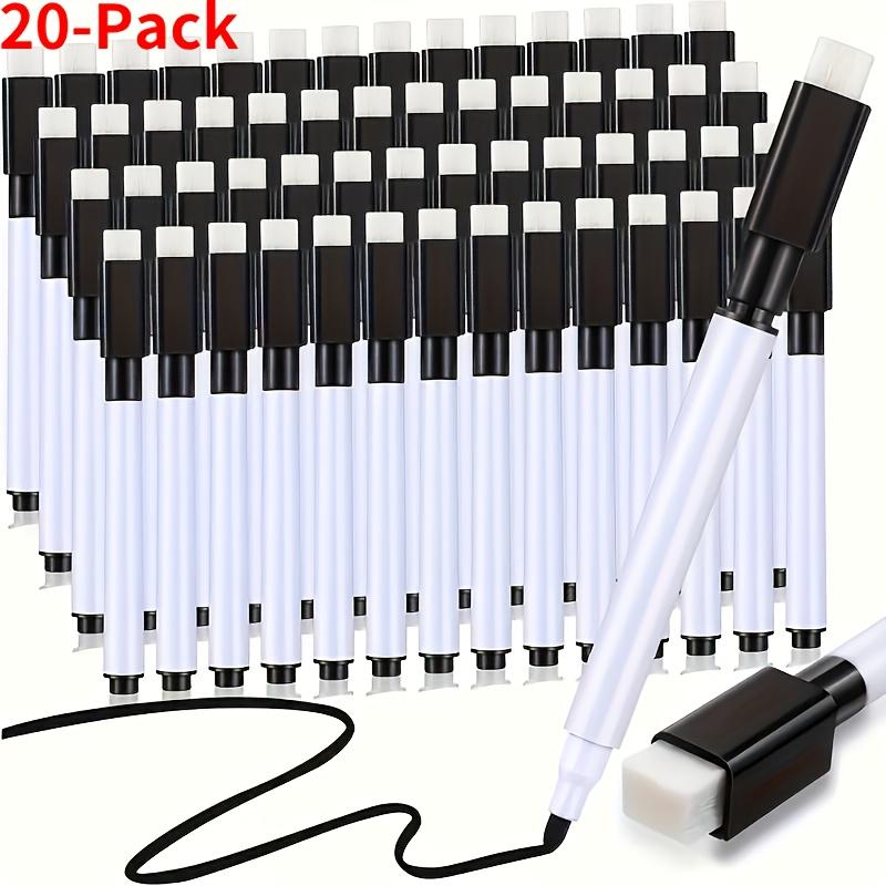 20/50 Black Dry Eraser Marker with Built-In Eraser Caps - Mini Whiteboard and Blackboard Pens for School, Office and Home Use