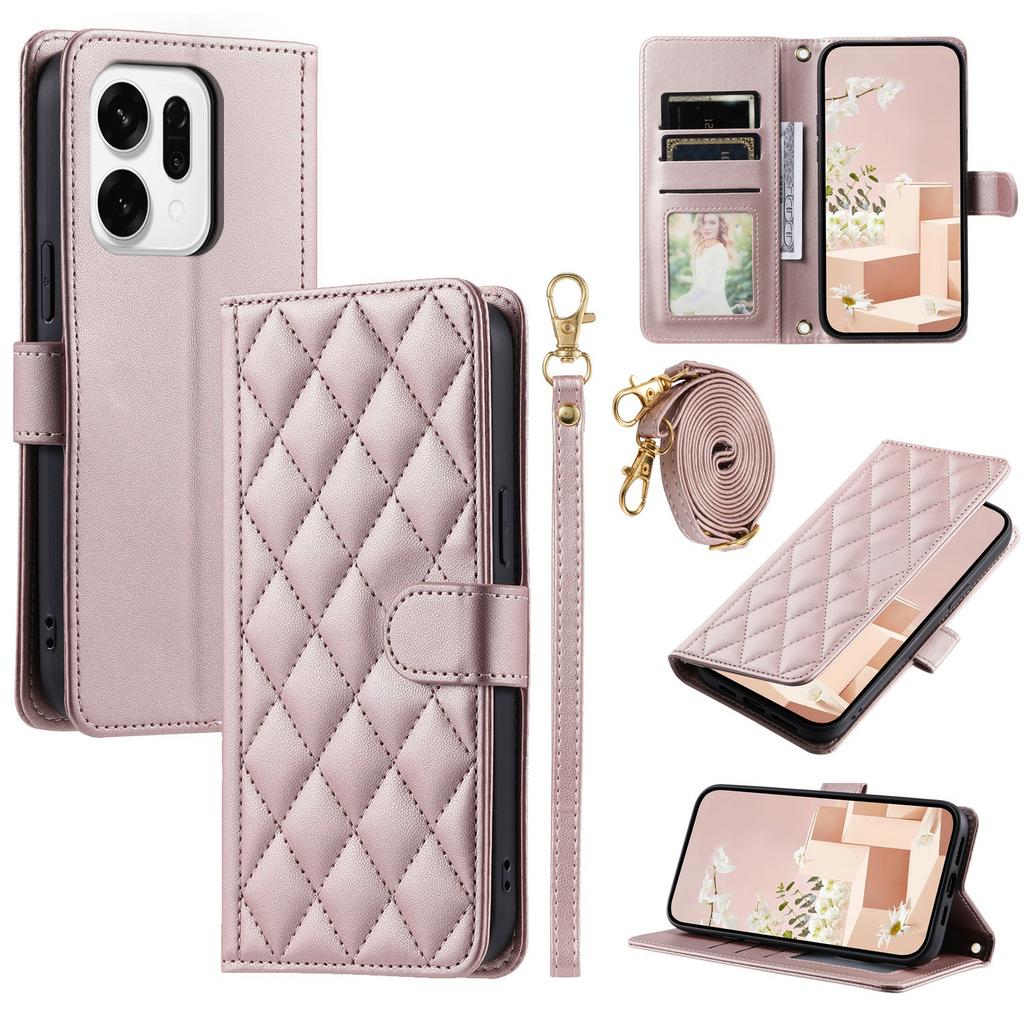 For Oppo Reno14 Pro 5G (Global) Case Wallet Rhombus Grid PU Leather Phone Cover