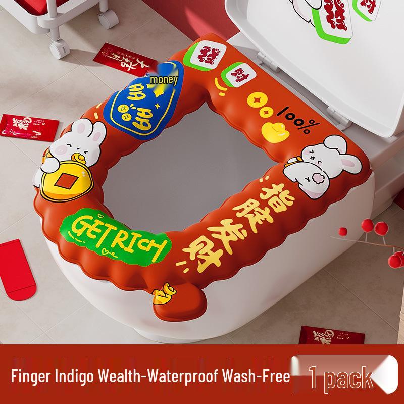 Водонепроницаемая мультяшная подушка для сиденья унитаза - Универсальная, Моющаяся, Милая, Клейкая накладка на все сезоны