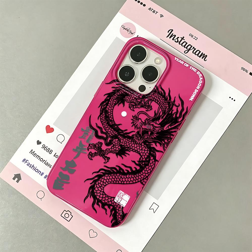 Чехол для телефона для iPhone 11 Pro Max 15 Plus 16 17 Air 14 13 12 Ударопоглощающий Тонкий Год Дракона Чехол на удачу