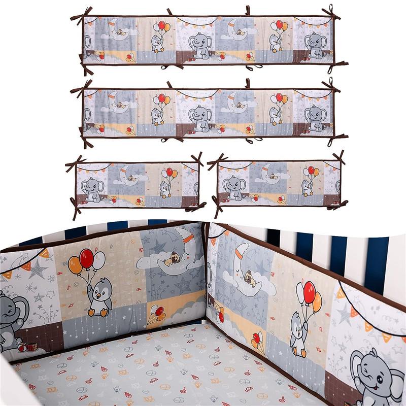 4 шт. дышащие хлопковые бортики для детской кроватки, мягкая подкладка, мягкая защита для кроватки, накладки на бампер для мальчиков и девочек