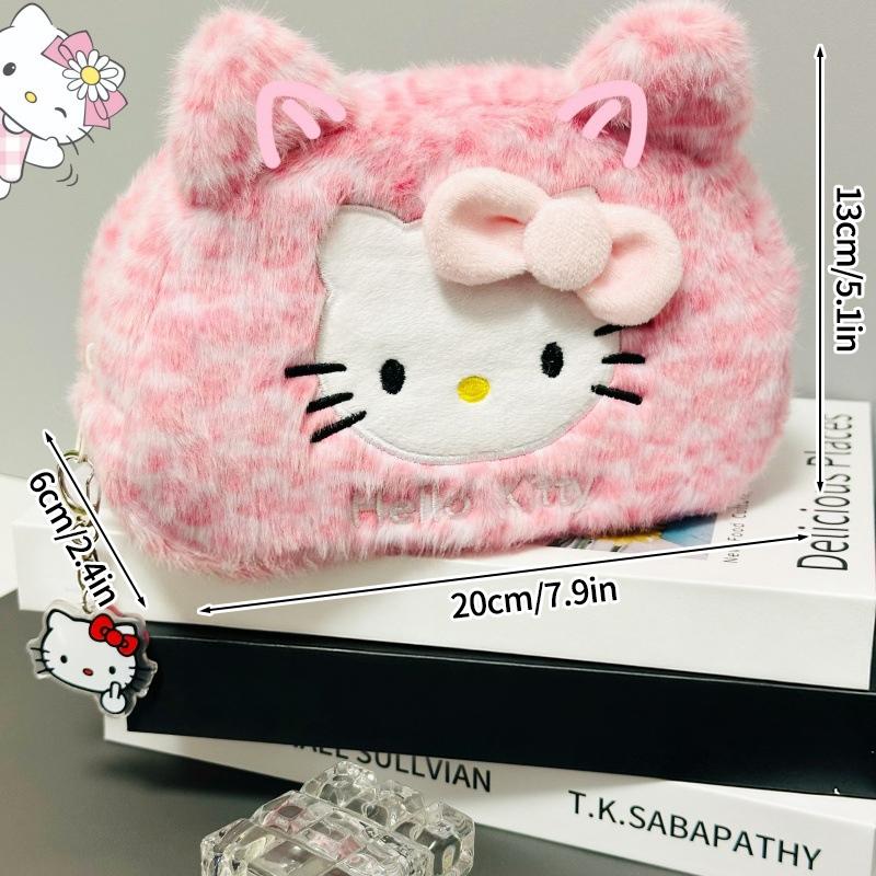 Пенал Hello Kitty Большой вместимости Плюшевый пенал-подставка Hello Kitty Сумка для хранения Hello Kitty Сумка для макияжа Косметичка Органайзер для стола