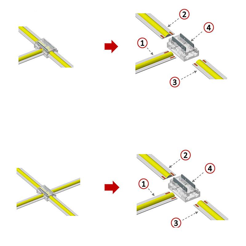 Smd/Cob бессварочные прозрачные светодиодные разъемы 5 мм 8 мм 10 мм 2-контактные для светодиодной ленты Ws2811 Ws2812B Ws2815 5050 Rgbw Rgbcct