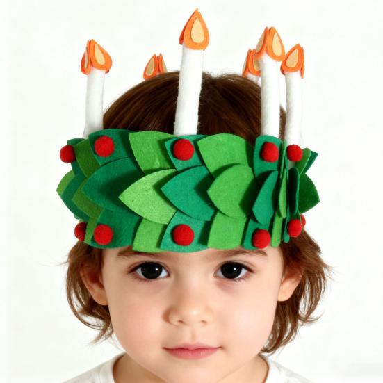 Christmas Crown Candle Felt Headband Holiday Wreath Design Handmade Felt Christmas Decorative Hat Cosplay Supplies