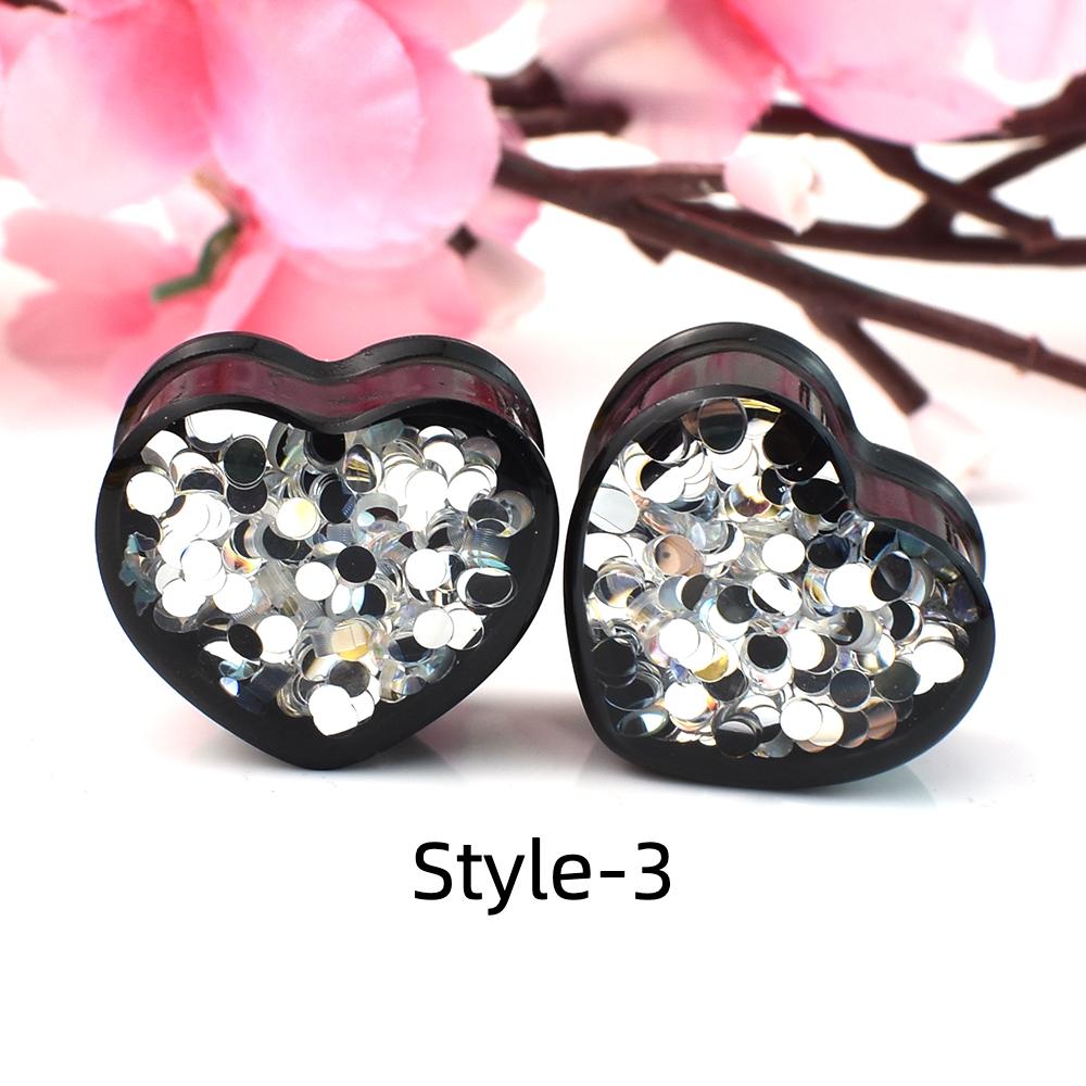 2 шт. 8-30 мм, черное сердце, ушные туннели, манометры, расширитель, расширитель, пирсинг, украшения для женщин и мужчин