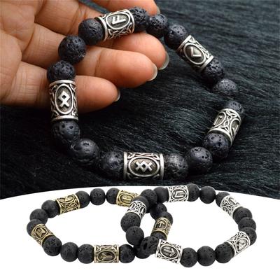 Браслет из вулканического камня, браслет из рунического камня, ювелирные изделия